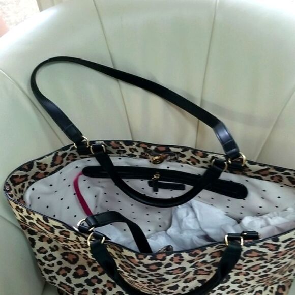 BLACK AND TAN LEOPARD PRINT LARGE BAG!!! NWT!!! - Picture 3 of 8